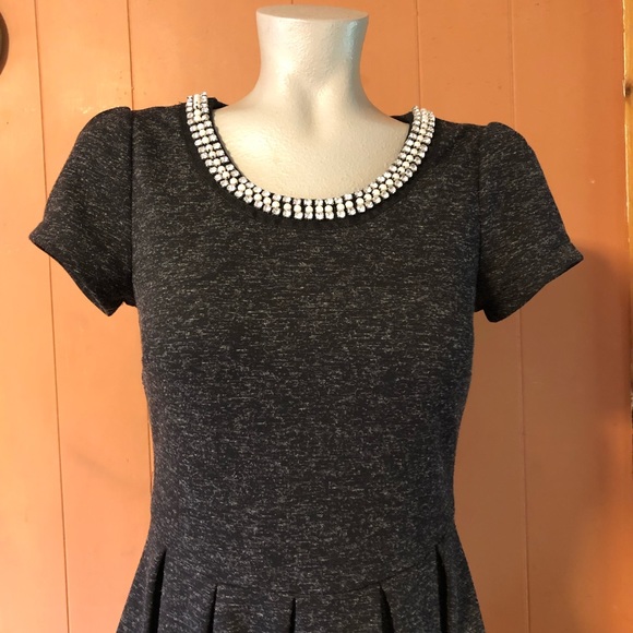 Maison Jules Short Sleeve Rhinestone Neckline Dress, Small - Picture 4 of 11